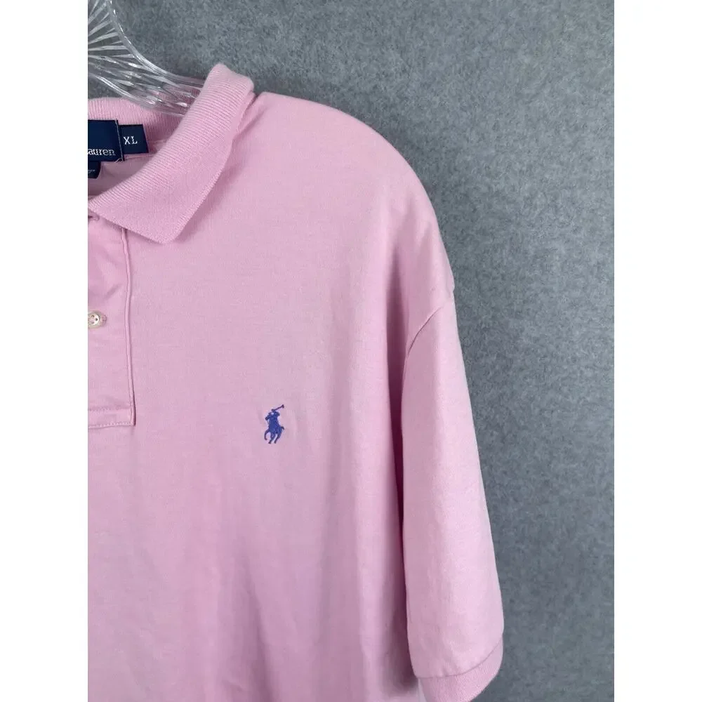 Ralph Lauren Polo Shirt Men's XL Pink Short Sleeve Classic Business Casual STAIN